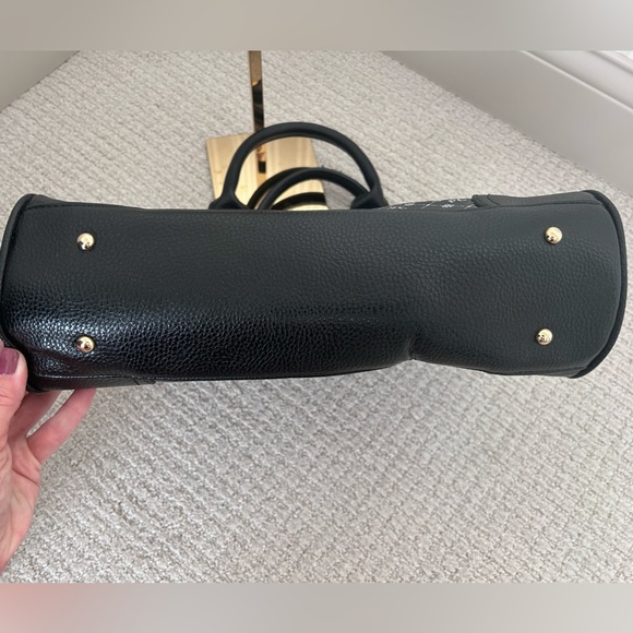 Danbury Mint “PC” Personalized Black Top Handle Satchel Handbag Gold Hardware - Picture 10 of 10